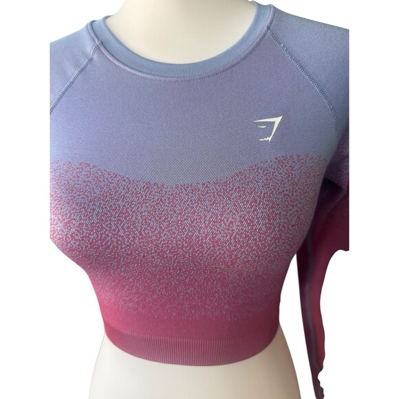 Gymshark XS Women Pullover Adapt Ombré Pink/purple Seamless Cropped Top Active - Picture 4 of 7